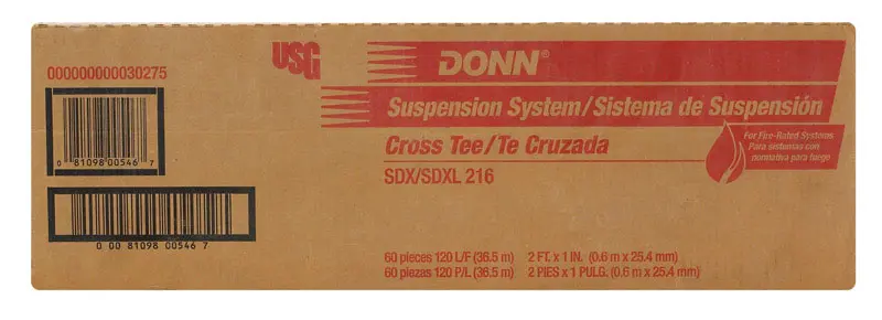 USG Donn Brand Cross Tee SDX/SDXL216 1 L X 24 W White - pack of 60 209891-XCP60 USG Donn Brand Cross Tee SDX/SDXL216 1 L X 24 W White - pack of 60 209891-XCP60