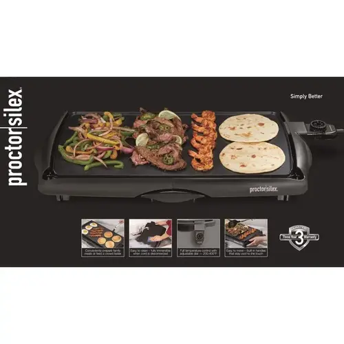 Electric Griddle Black Plastic Nonstick Surface 200 sq in Black Electric Griddle Black Plastic Nonstick Surface 200 sq in Black