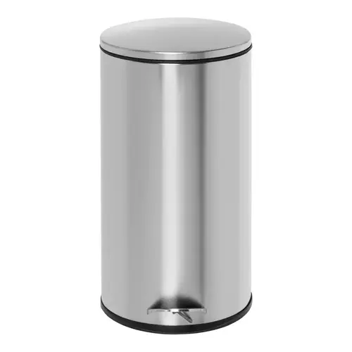 Trash Can 7.93 gal Silver Stainless Steel Step-On Silver