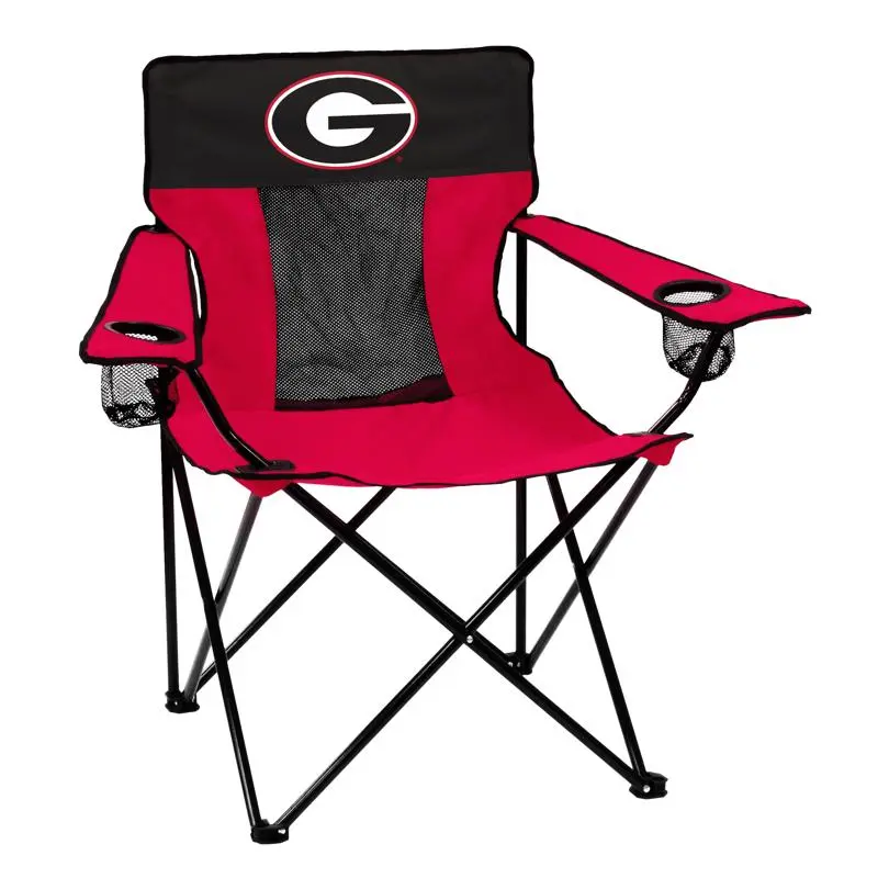 Logo Brands Folding Chair Elite Black/Red Georgia 142-12E