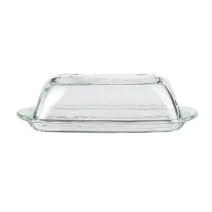 ANCHOR HOCKING 64190AHG17-XCP4 Presence Series 64190L10R Butter Dish/Cover, Glass, Clear, Rectangular, 5 in L, 3-1/4 in W - pack of 4
