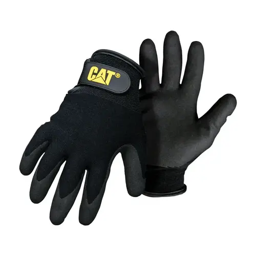 017414-L Gloves, L, Adjustable Hook and Loop Cuff, Foam Nitrile Coating, Black