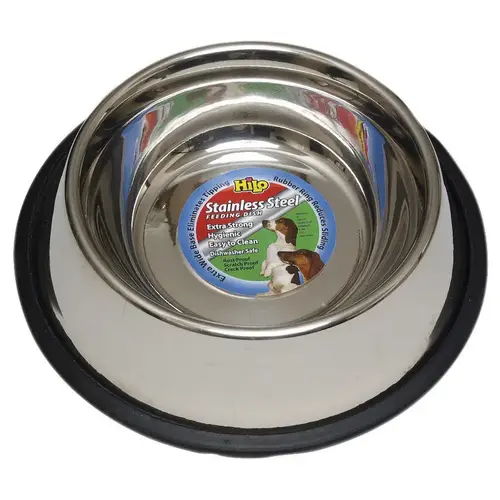 Pet Dish Silver Non-Skid Stainless Steel 16 oz For Dog Silver Pet Dish Silver Non-Skid Stainless Steel 16 oz For Dog Silver