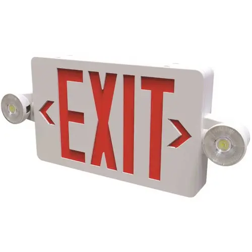 Evade 120-Volt/277-Volt Integrated LED White with Red Letter Exit Combination Color/Finish Family Evade 120-Volt/277-Volt Integrated LED White with Red Letter Exit Combination Color/Finish Family