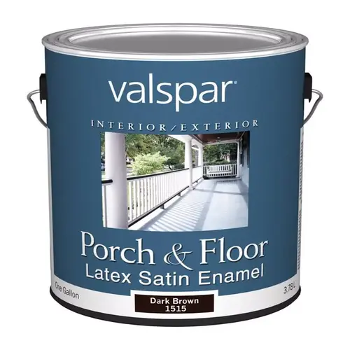 027.000.007 Latex Porch and Floor Paint, Satin, Dark Brown, 1 gal - pack of 2