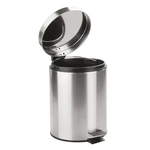 Wastebasket 5 L Silver Stainless Steel Step-on Silver - pack of 2 Wastebasket 5 L Silver Stainless Steel Step-on Silver - pack of 2