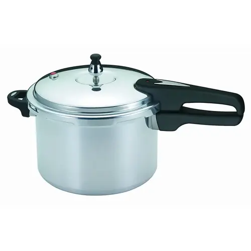Pressure Cooker Polished Aluminum 6 qt Black/Silver Black/Silver Pressure Cooker Polished Aluminum 6 qt Black/Silver Black/Silver