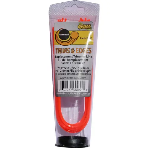 Trimmer Line Residential Grade .095" D X 13" L Orange Trimmer Line Residential Grade .095" D X 13" L Orange