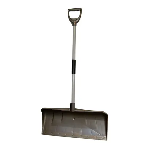 Snow Pusher, 27 in W Blade, Polyethylene Blade, Aluminum Handle, D-Shaped Handle, 36 in L Handle, Blue Snow Pusher, 27 in W Blade, Polyethylene Blade, Aluminum Handle, D-Shaped Handle, 36 in L Handle, Blue