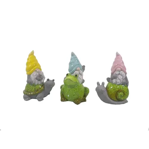 Garden Statue Ceramic Assorted 5.51" Gnome with Garden Critter Assorted - pack of 12 Garden Statue Ceramic Assorted 5.51" Gnome with Garden Critter Assorted - pack of 12