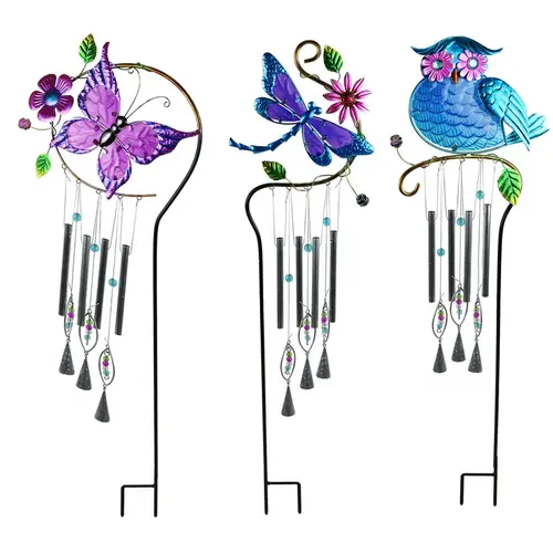 Outdoor Garden Stake Assorted Glass/Metal 28" H Windchime Assorted - pack of 12 Outdoor Garden Stake Assorted Glass/Metal 28" H Windchime Assorted - pack of 12