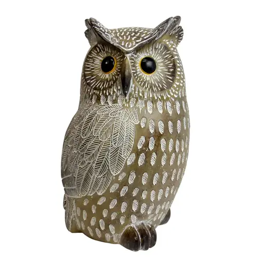 Garden Statue Resin Multi-color 35" Carved Owl Multi-color