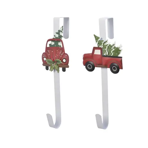 Wreath Hanger Red Pickup Truck with Tree