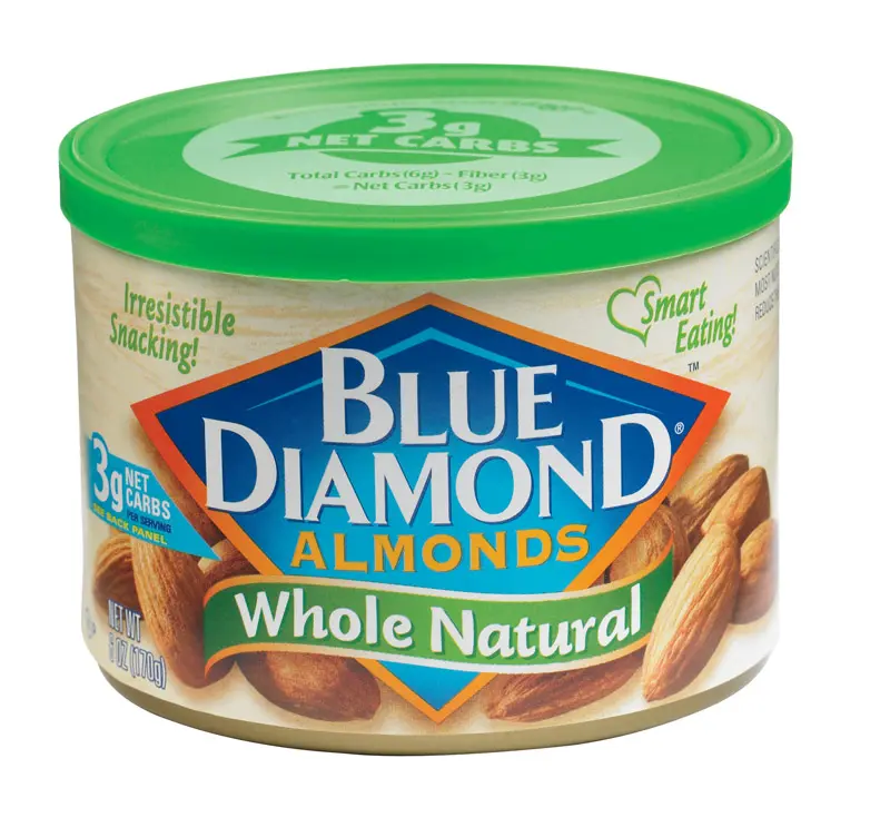 Blue Diamond Almonds Whole Natural 6 oz Can - pack of 12 00383-XCP12