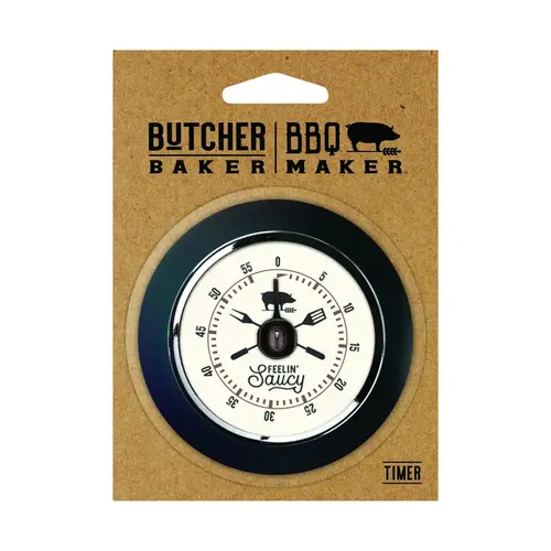 Timer Butcher Baker BBQ Maker Feelin' Saucy Metal/Plastic Black/White Timer Butcher Baker BBQ Maker Feelin' Saucy Metal/Plastic Black/White