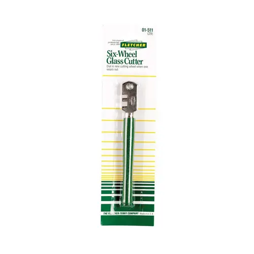 Glass Cutter Six-Wheel 4" Fixed Blade Green Green