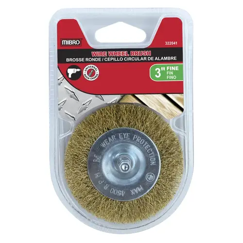 Wire Wheel Brush 3" Fine Brass Coated Steel 4500 rpm Wire Wheel Brush 3" Fine Brass Coated Steel 4500 rpm