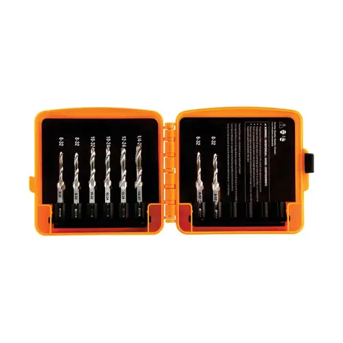 Combination Drill & Tap Sets; Minimum Thread Size: #6-32 in ; Maximum Thread Size: 1/4-20 in ; Number Of Flutes: 2.0 ; Overall Length: 4in ; Material: High Speed Steel ; Coating: Oxide Combination Drill & Tap Sets; Minimum Thread Size: #6-32 in ; Maximum Thread Size: 1/4-20 in ; Number Of Flutes: 2.0 ; Overall Length: 4in ; Material: High Speed Steel ; Coating: Oxide