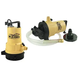 K2 pumps UTM02501K Utility Pump Duo 2-in-1 1/4 HP 1600 gph Thermoplastic Switchless Switch Dual Suction AC