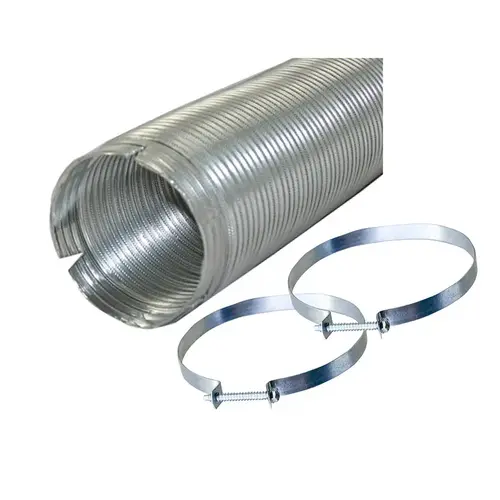 Flexible Dryer Transition Duct Soft-Cuff, 8 ft L, Aluminum Silver