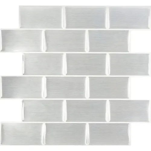 Adhesive Wall Tile 10" W X 11.25" L Gray Multiple Finish (Mosaic) Vinyl 4 pc Multiple Finish (Mosaic)