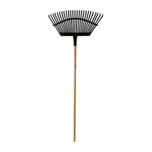 Flexrake 1-W Lawn Rake, Steel Tine, 25-Tine, Wood Handle, 48 in L Handle