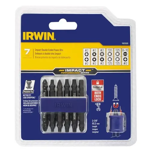 Double-Ended Screwdriver Bit Set Impact Performance Series Assorted 2-3/8" L Steel Double-Ended Screwdriver Bit Set Impact Performance Series Assorted 2-3/8" L Steel