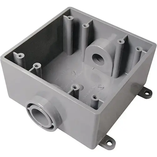 Outlet Box New Work 32 cu in Square PVC 2 gang Gray Gray Outlet Box New Work 32 cu in Square PVC 2 gang Gray Gray