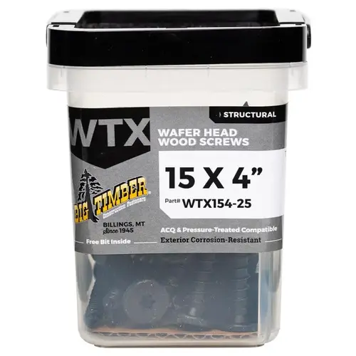 Structural Wood Screws No. 15 S X 4" L Star Black 22 lb Black Structural Wood Screws No. 15 S X 4" L Star Black 22 lb Black