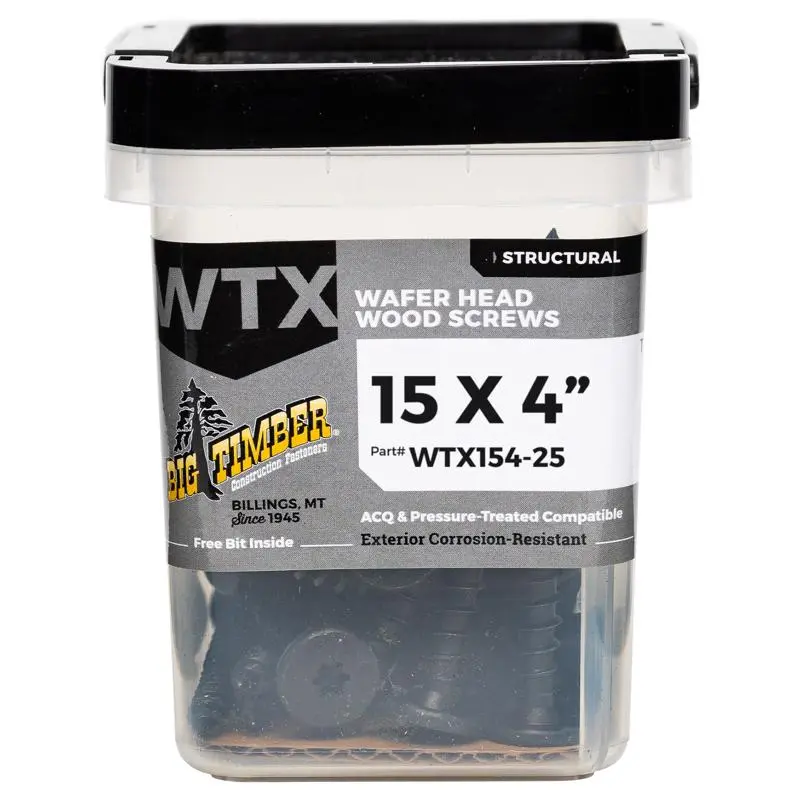 Big Timber Structural Wood Screws No. 15 S X 4 L Star Black 22 lb Black WTX154-25