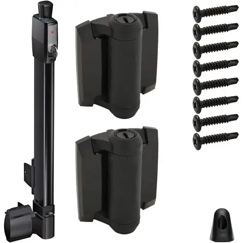 MagnaLatch Top Pull Safety Gate Latch With Standard Gate Hinge Kit Black