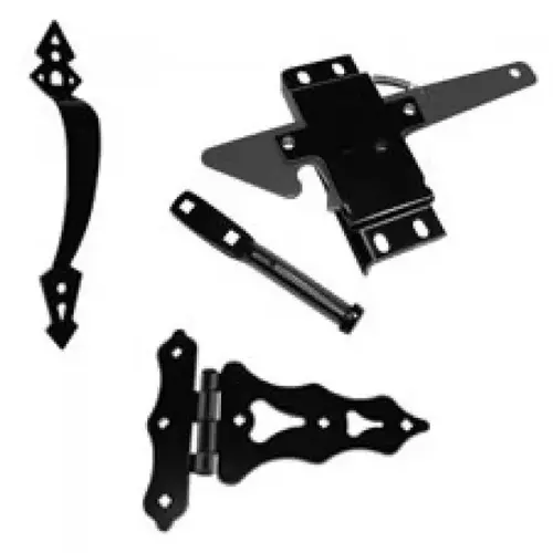 Traditional Post Latch Kit 8" T Hinge Kit Black Traditional Post Latch Kit 8" T Hinge Kit Black