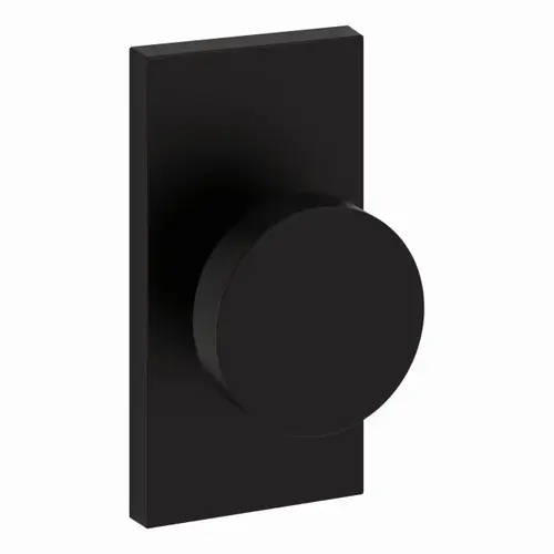 Passage Contemporary Knob with Contemporary 5" Rose with 6AL Latch and Dual Strike Satin Black Finish Passage Contemporary Knob with Contemporary 5" Rose with 6AL Latch and Dual Strike Satin Black Finish