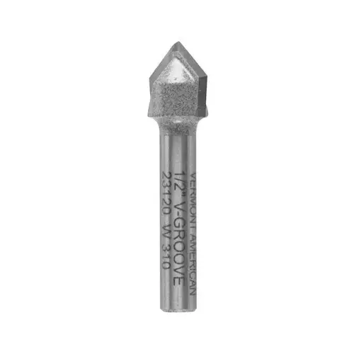 Router Bit 1/2" D X 1/2" R X 1-3/4" L Carbide Tipped V-Groove Router Bit 1/2" D X 1/2" R X 1-3/4" L Carbide Tipped V-Groove