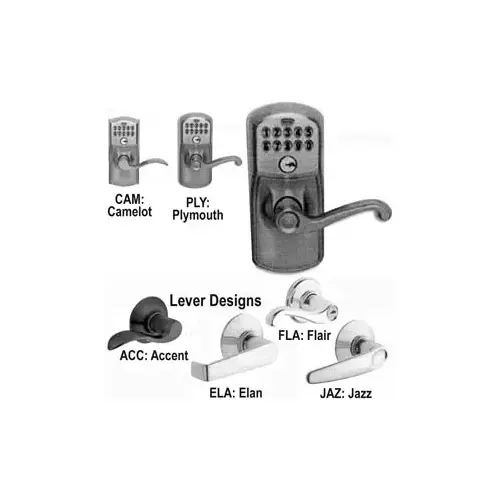 Plymouth with Elan Lever Keyed Entry Auto Lock Electronic Keypad with 16211 Latch and 10063 Strike Satin Chrome Finish Plymouth with Elan Lever Keyed Entry Auto Lock Electronic Keypad with 16211 Latch and 10063 Strike Satin Chrome Finish