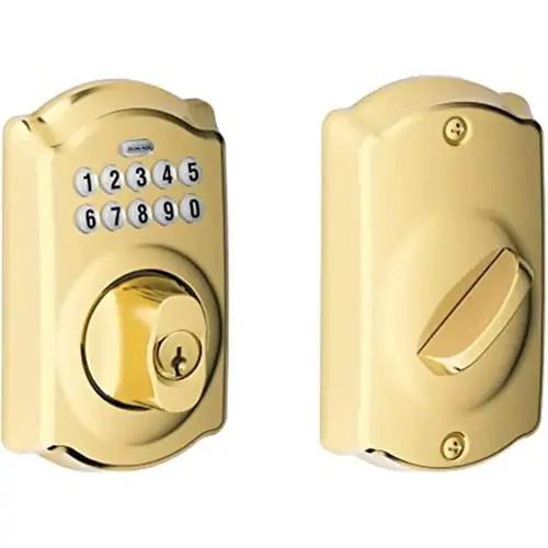 Plymouth Electronic Keypad Deadbolt C Keyway with 12287 Latch and 10116 Strike Lifetime Brass Finish