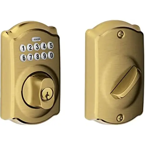 Camelot Electronic Keypad Deadbolt C Keyway with 12287 Latch and 10116 Strike Antique Brass Finish Camelot Electronic Keypad Deadbolt C Keyway with 12287 Latch and 10116 Strike Antique Brass Finish