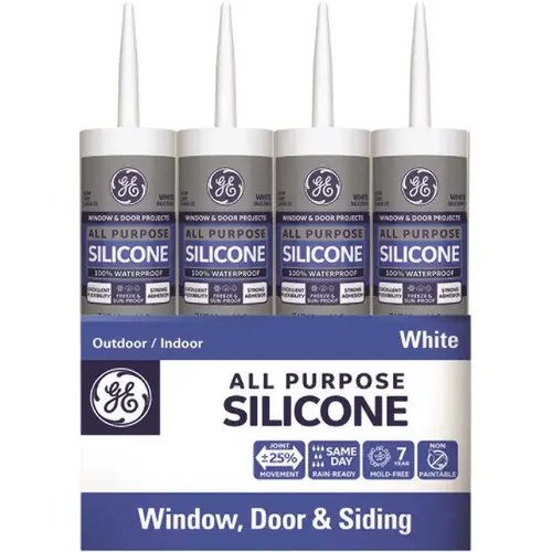 10.1 oz. White Silicone 1-All-Purpose Caulk - pack of 12