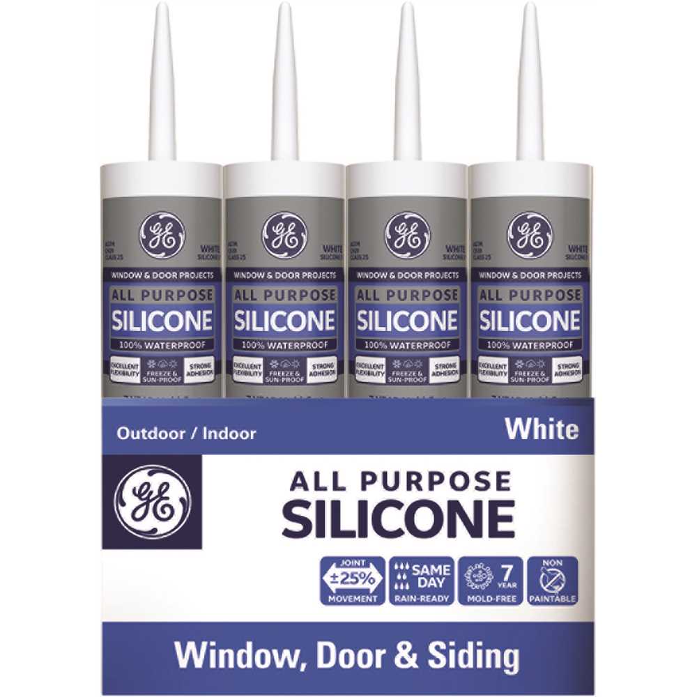 GE 2749483 10.1 oz. White Silicone 1-All-Purpose Caulk - pack of 12