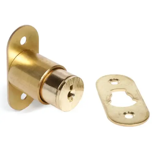 US4 KA #CAT30 Disc Tumbler Push & Turn Sliding Door Lock, 7/8" Cylinder Satin Brass