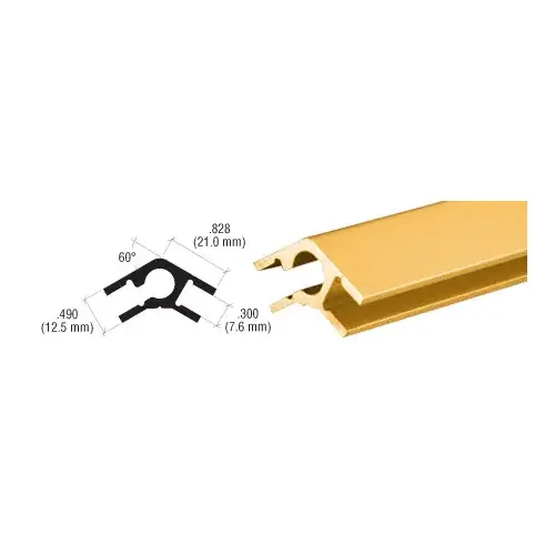 Gold Anodized Aluminum 60 Degree Upright Extrusion 144" Stock Length Gold Anodized Aluminum 60 Degree Upright Extrusion 144" Stock Length
