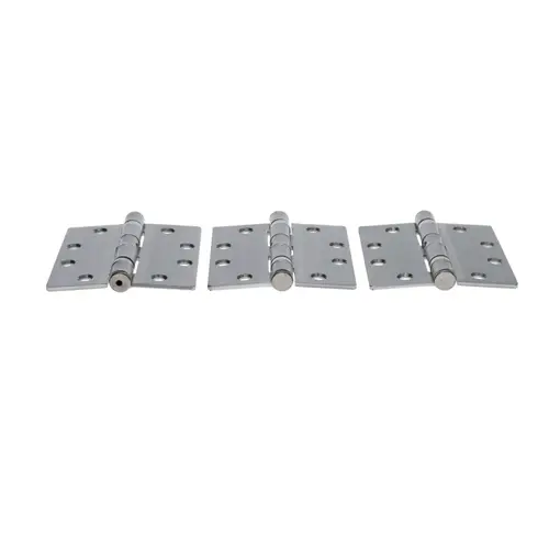 Butt Hinge, 4-1/2" x 4", Ball Bearing, Non-Removable Pin, Radius Corners, Bright Chrome Butt Hinge, 4-1/2" x 4", Ball Bearing, Non-Removable Pin, Radius Corners, Bright Chrome