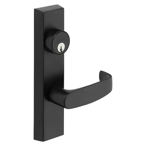 Grade 1 Electrified Exit Device Trim, Fail Secure, Power Off, Locks Lever, Key Retracts Latch, For Rim (8800) and NB8700 Series Devices, Rim Cylinder, L Lever, 24V, LHR, Black Suede Powder Coat Black Suede Powder Coat Grade 1 Electrified Exit Device Trim, Fail Secure, Power Off, Locks Lever, Key Retracts Latch, For Rim (8800) and NB8700 Series Devices, Rim Cylinder, L Lever, 24V, LHR, Black Suede Powder Coat Black Suede Powder Coat