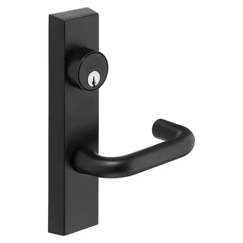 Grade 1 Electrified Exit Device Trim, Fail Secure, Power Off, Locks Lever, Key Retracts Latch, For Rim (8800) and NB8700 Series Devices, Rim Cylinder, J Lever, 12V, LHR, Black Suede Powder Coat Black Suede Powder Coat Grade 1 Electrified Exit Device Trim, Fail Secure, Power Off, Locks Lever, Key Retracts Latch, For Rim (8800) and NB8700 Series Devices, Rim Cylinder, J Lever, 12V, LHR, Black Suede Powder Coat Black Suede Powder Coat