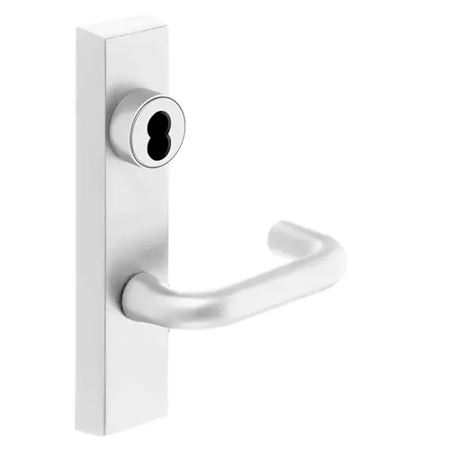 Grade 1 Exit Device Trim, Classroom Function, Key Outside Unlocks/Locks Trim, For Rim (8800) and NB8700 Series Devices, SFIC Prep Less Core, J Lever, LHR, White Suede Powder Coat White Suede Powder Coat Grade 1 Exit Device Trim, Classroom Function, Key Outside Unlocks/Locks Trim, For Rim (8800) and NB8700 Series Devices, SFIC Prep Less Core, J Lever, LHR, White Suede Powder Coat White Suede Powder Coat
