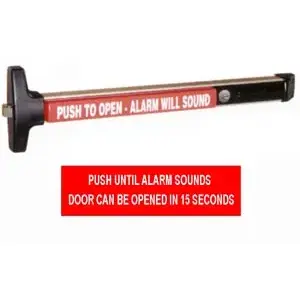 DETEX V40 X EE Delayed Egress Alarmed Rim Exit Device with Battery, Clear Anodized