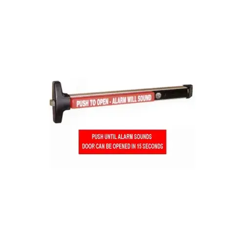 Delayed Egress Alarmed Rim Exit Device with Battery, Clear Anodized