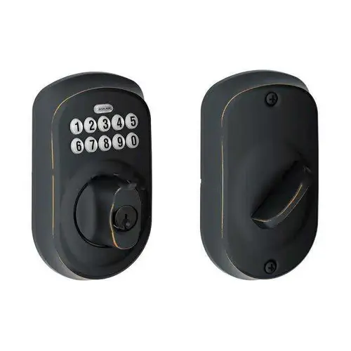 Plymouth Electronic Keypad Deadbolt C Keyway with 12287 Latch and 10116 Strike Matte Black Finish Plymouth Electronic Keypad Deadbolt C Keyway with 12287 Latch and 10116 Strike Matte Black Finish