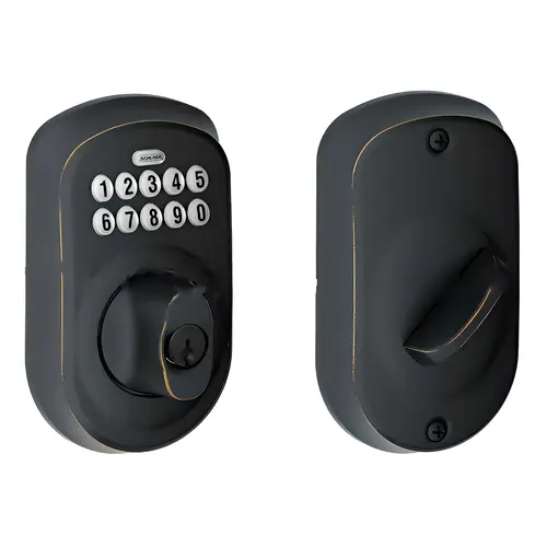 Plymouth Electronic Keypad Deadbolt C Keyway with 12287 Latch and 10116 Strike Matte Black Finish Plymouth Electronic Keypad Deadbolt C Keyway with 12287 Latch and 10116 Strike Matte Black Finish