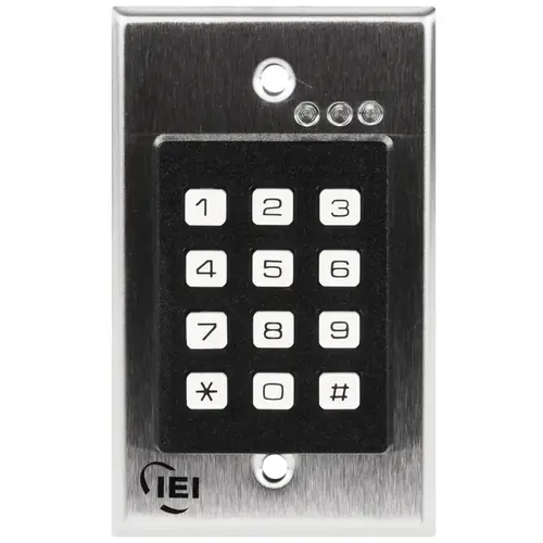 Indoor Flush-Mount Keypad, 120 Users, Single Gang Design, 1 SPDT 2 amp Relay and three 1 amp SPDT Relays, Door Position Monitoring, Door Ajar, Forced Door, Alarm Shunt Outputs